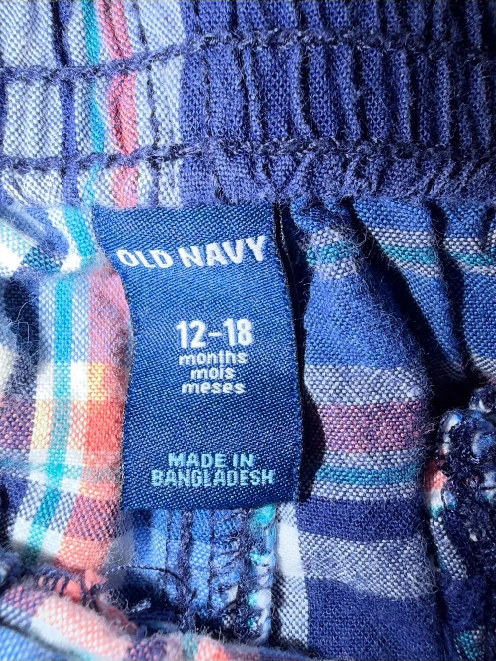 Boy girl toddler 12-18 month Plaid Shorts with Coral Belt - old navy